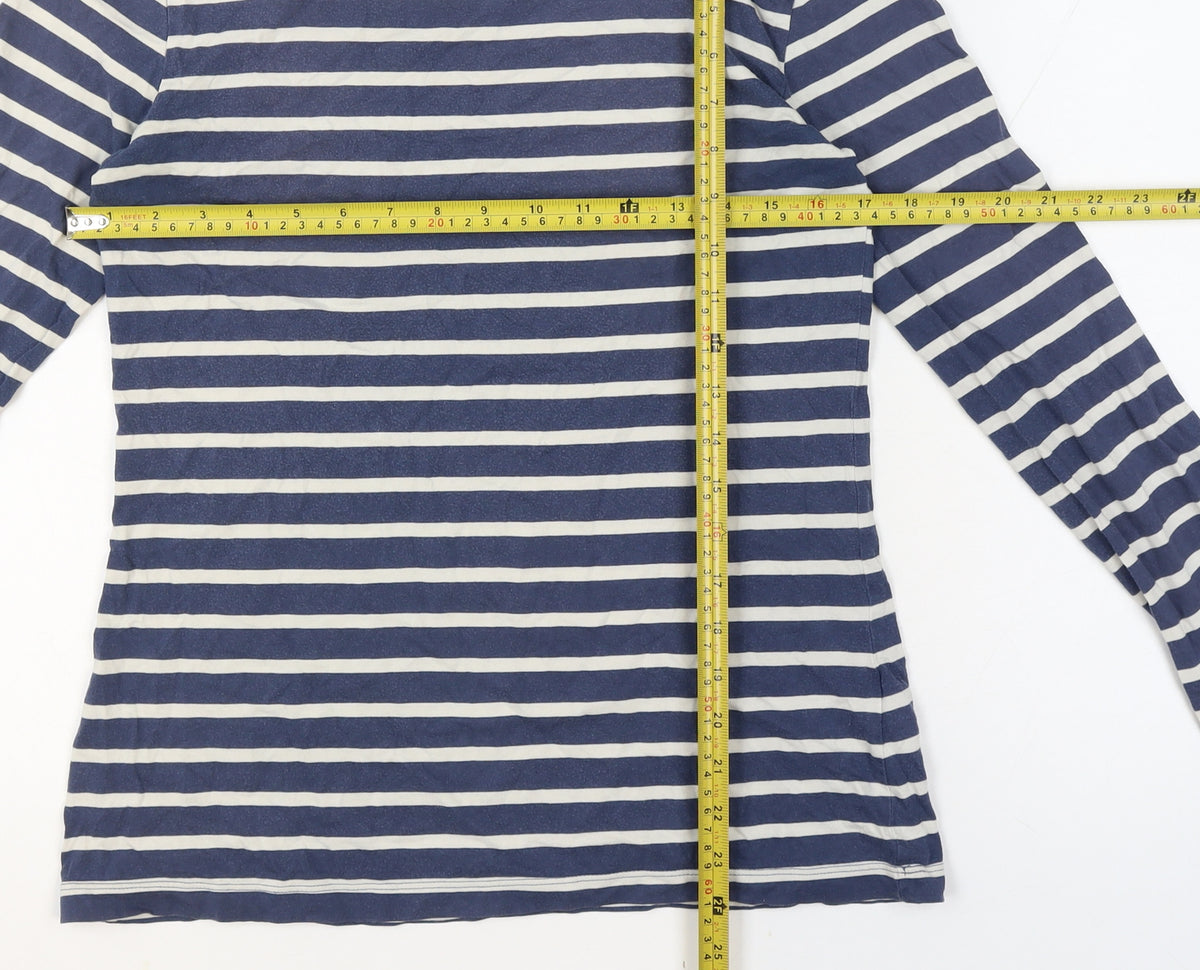 Seasalt Women Blue UK 10 Organic Cotton Breton Striped Sailor Jersey Top
