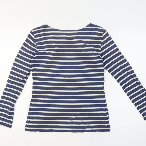 Seasalt Women Blue UK 10 Organic Cotton Breton Striped Sailor Jersey Top