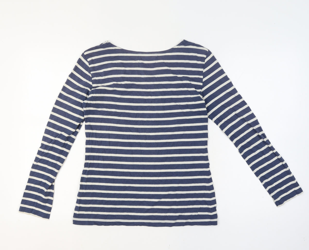 Seasalt Women Blue UK 10 Organic Cotton Breton Striped Sailor Jersey Top