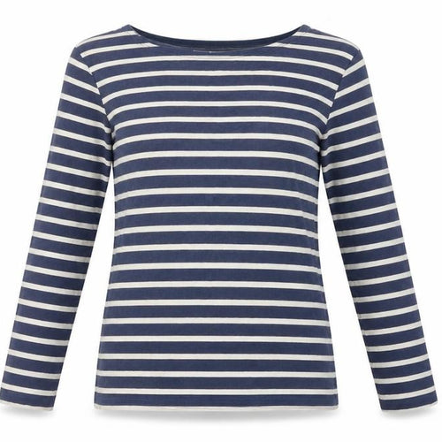 Seasalt Women Blue UK 10 Organic Cotton Breton Striped Sailor Jersey Top