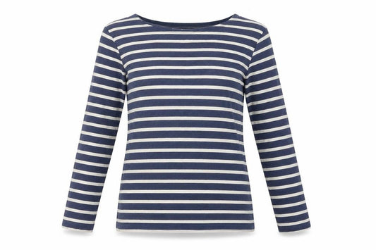 Seasalt Women Blue UK 10 Organic Cotton Breton Striped Sailor Jersey Top