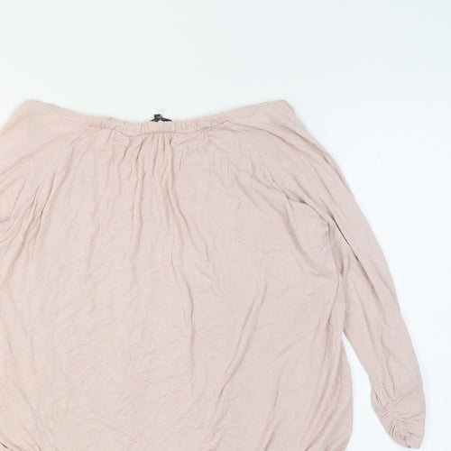 Phase Eight Women Pink XL Off Shoulder Long Sleeve Tunic Blouse