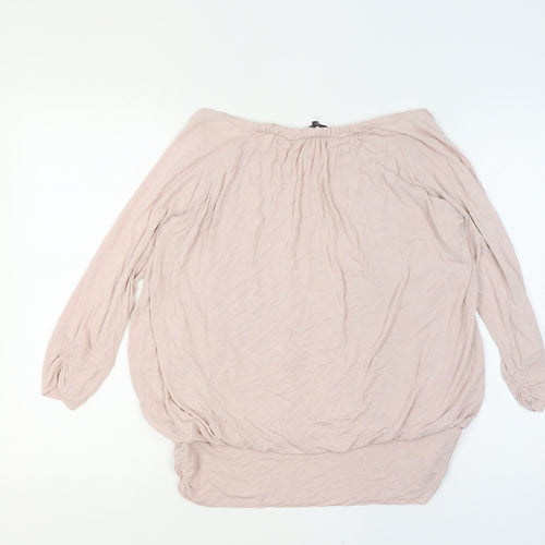 Phase Eight Women Pink XL Off Shoulder Long Sleeve Tunic Blouse