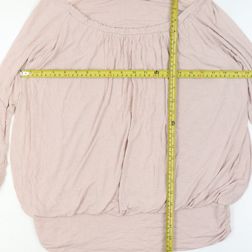 Phase Eight Women Pink XL Off Shoulder Long Sleeve Tunic Blouse