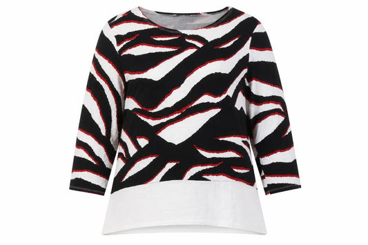 Saloos Women’s Multicoloured UK 14 Zebra Print 3/4 Sleeve Jersey Top
