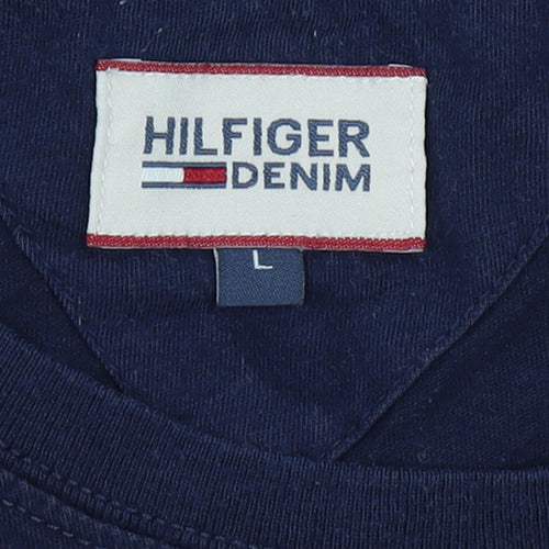 Hilfiger Denim Men’s Blue L Classic Logo Crew Neck T-Shirt