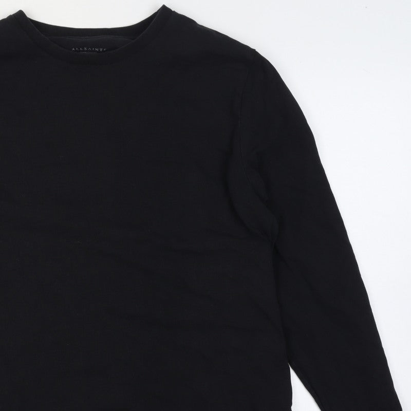 Additional view of AllSaints Men’s Black Medium Oversized Long Sleeve Crew Neck T-Shirt