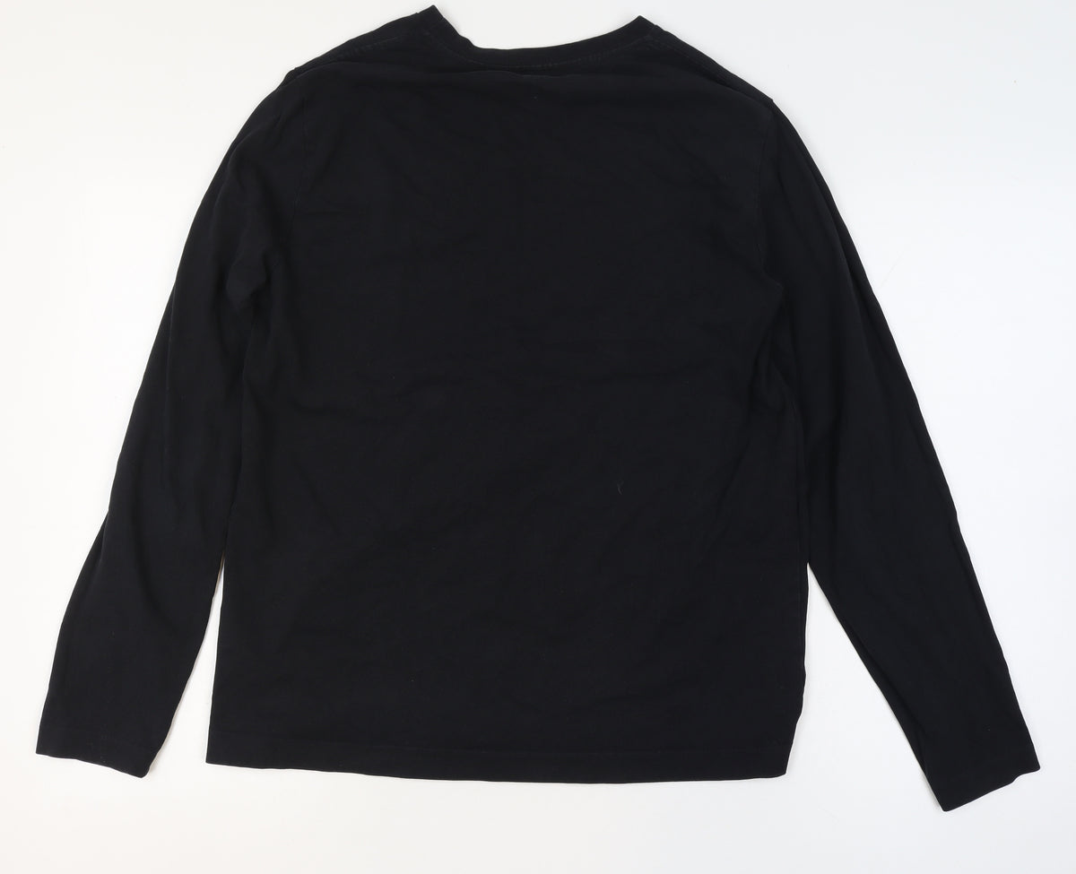 Brand and care label for AllSaints Men’s Black Medium Oversized Long Sleeve Crew Neck T-Shirt