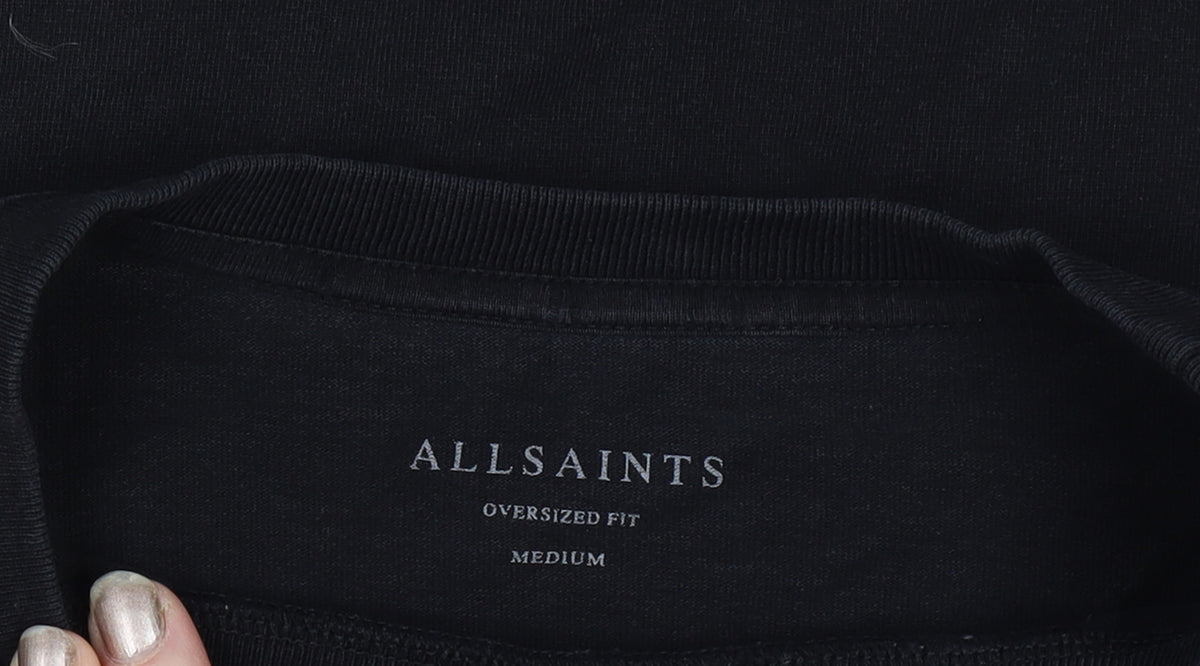 Additional view of AllSaints Men’s Black Medium Oversized Long Sleeve Crew Neck T-Shirt