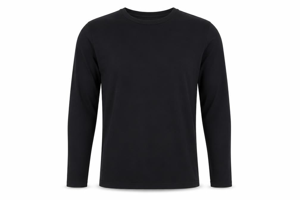 Front view of AllSaints Men’s Black Medium Oversized Long Sleeve Crew Neck T-Shirt