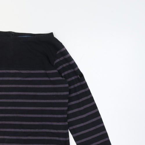 Regatta Women’s Black Striped Cotton Henley Jersey Top UK 12