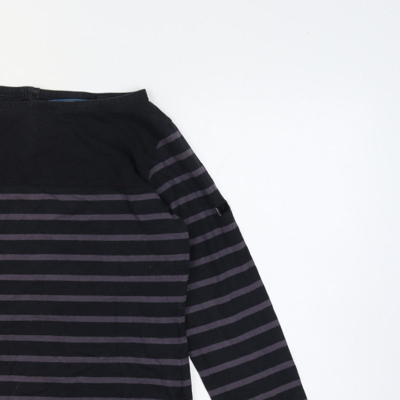Regatta Women’s Black Striped Cotton Henley Jersey Top UK 12