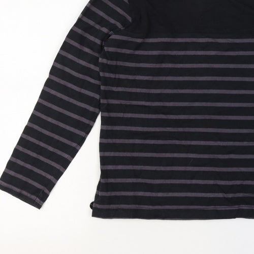 Regatta Women’s Black Striped Cotton Henley Jersey Top UK 12