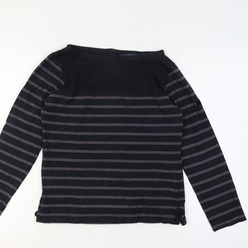 Regatta Women’s Black Striped Cotton Henley Jersey Top UK 12