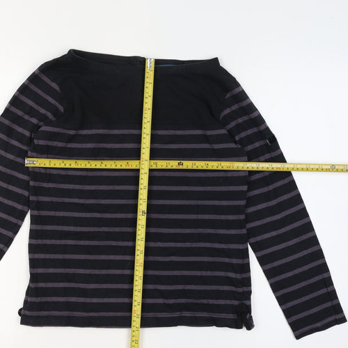 Regatta Women’s Black Striped Cotton Henley Jersey Top UK 12