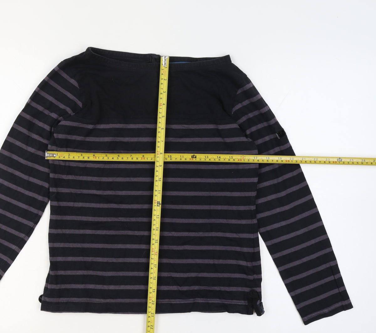 Regatta Women’s Black Striped Cotton Henley Jersey Top UK 12