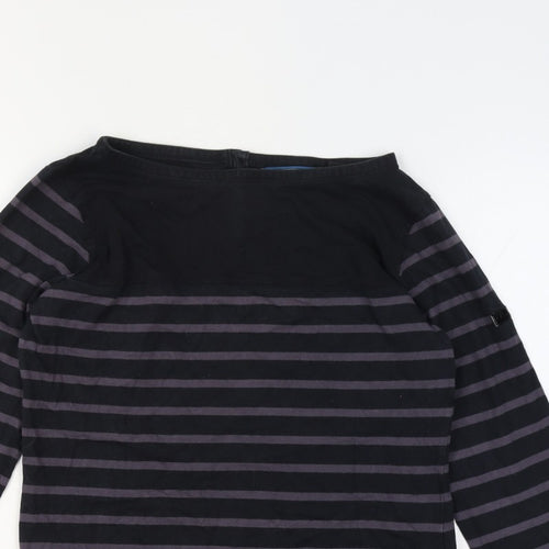 Regatta Women’s Black Striped Cotton Henley Jersey Top UK 12