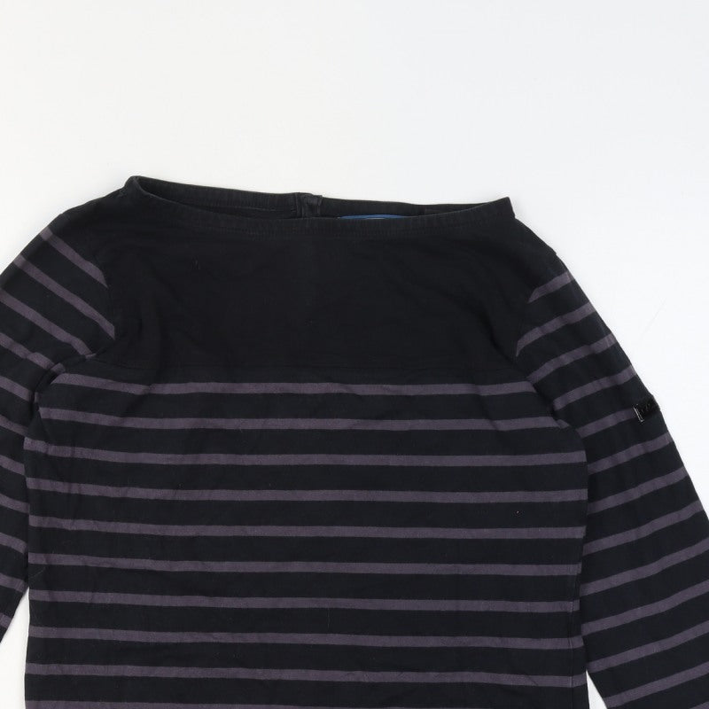 Regatta Women’s Black Striped Cotton Henley Jersey Top UK 12