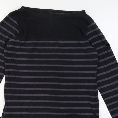 Regatta Women’s Black Striped Cotton Henley Jersey Top UK 12