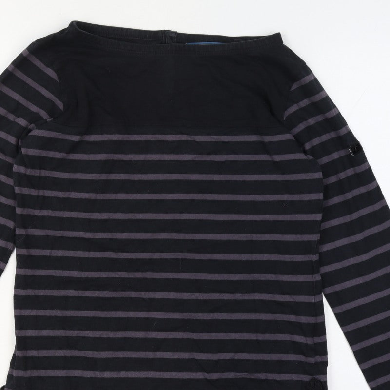 Regatta Women’s Black Striped Cotton Henley Jersey Top UK 12