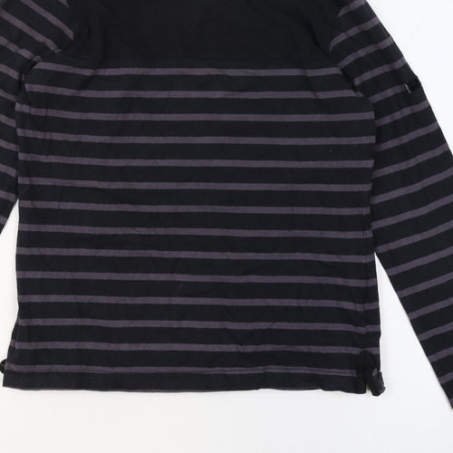 Regatta Women’s Black Striped Cotton Henley Jersey Top UK 12