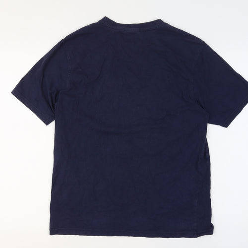 FILA Men's Blue L Logo Graphic Crew Neck Short Sleeve Cotton T-Shirt