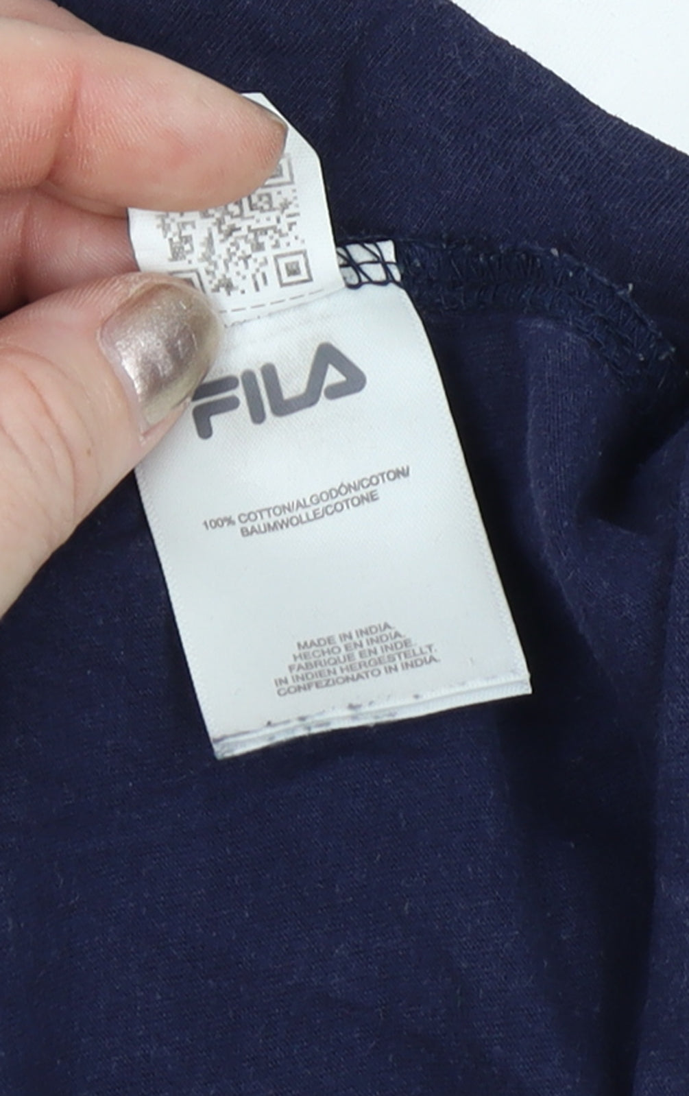 FILA Men's Blue L Logo Graphic Crew Neck Short Sleeve Cotton T-Shirt