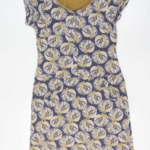 White Stuff Women’s Blue Yellow Floral Shift Dress UK 10 Short Sleeve