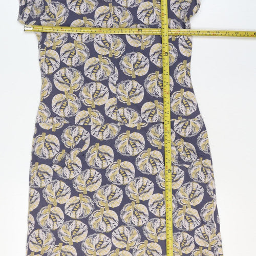 White Stuff Women’s Blue Yellow Floral Shift Dress UK 10 Short Sleeve