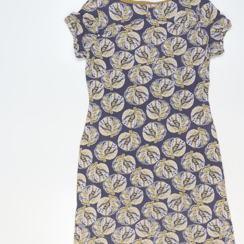 White Stuff Women’s Blue Yellow Floral Shift Dress UK 10 Short Sleeve