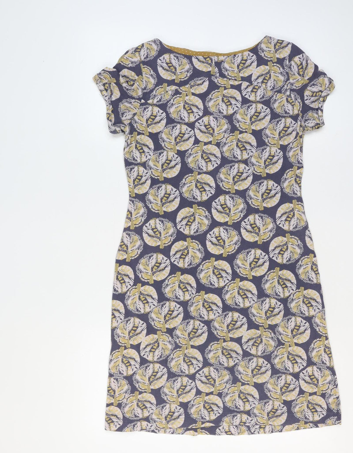 White Stuff Women’s Blue Yellow Floral Shift Dress UK 10 Short Sleeve
