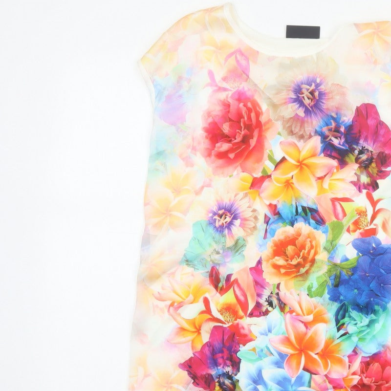 Wallis Women Multicoloured UK 8 Floral Short Sleeve Blouse Top