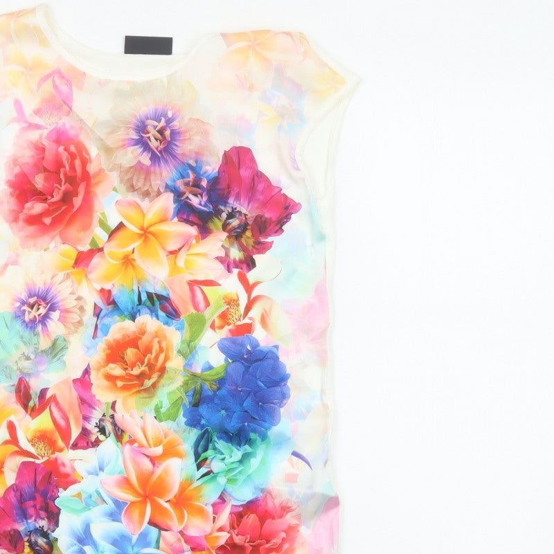 Wallis Women Multicoloured UK 8 Floral Short Sleeve Blouse Top