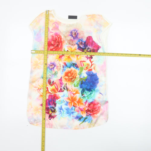 Wallis Women Multicoloured UK 8 Floral Short Sleeve Blouse Top