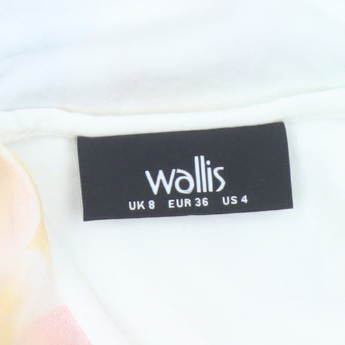 Wallis Women Multicoloured UK 8 Floral Short Sleeve Blouse Top