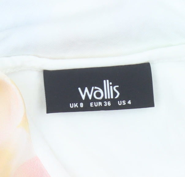 Wallis Women Multicoloured UK 8 Floral Short Sleeve Blouse Top
