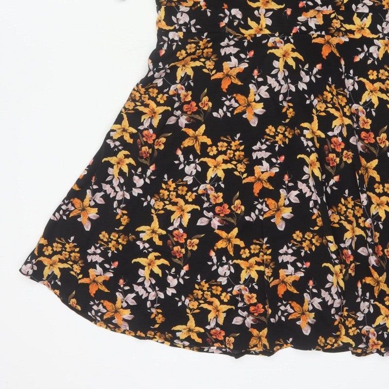 Blue Vanilla Women Black Floral Fit & Flare Knee Length Dress UK 18