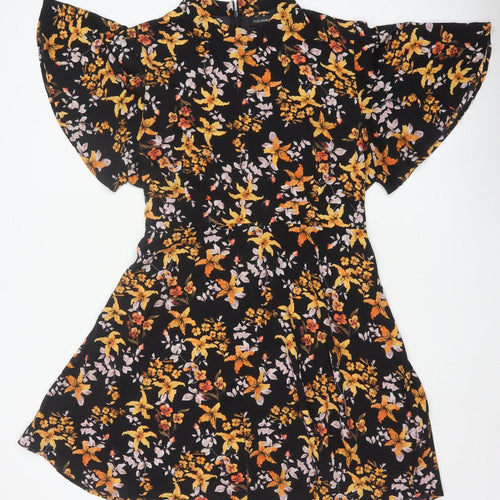 Blue Vanilla Women Black Floral Fit & Flare Knee Length Dress UK 18