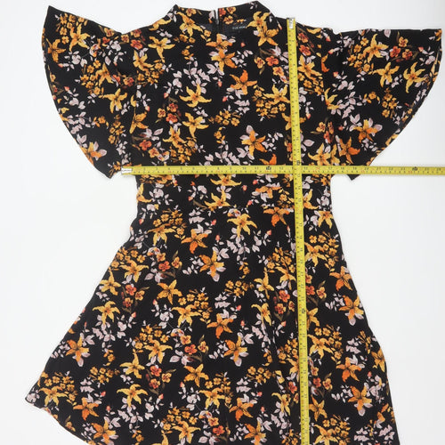 Blue Vanilla Women Black Floral Fit & Flare Knee Length Dress UK 18