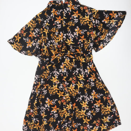 Blue Vanilla Women Black Floral Fit & Flare Knee Length Dress UK 18