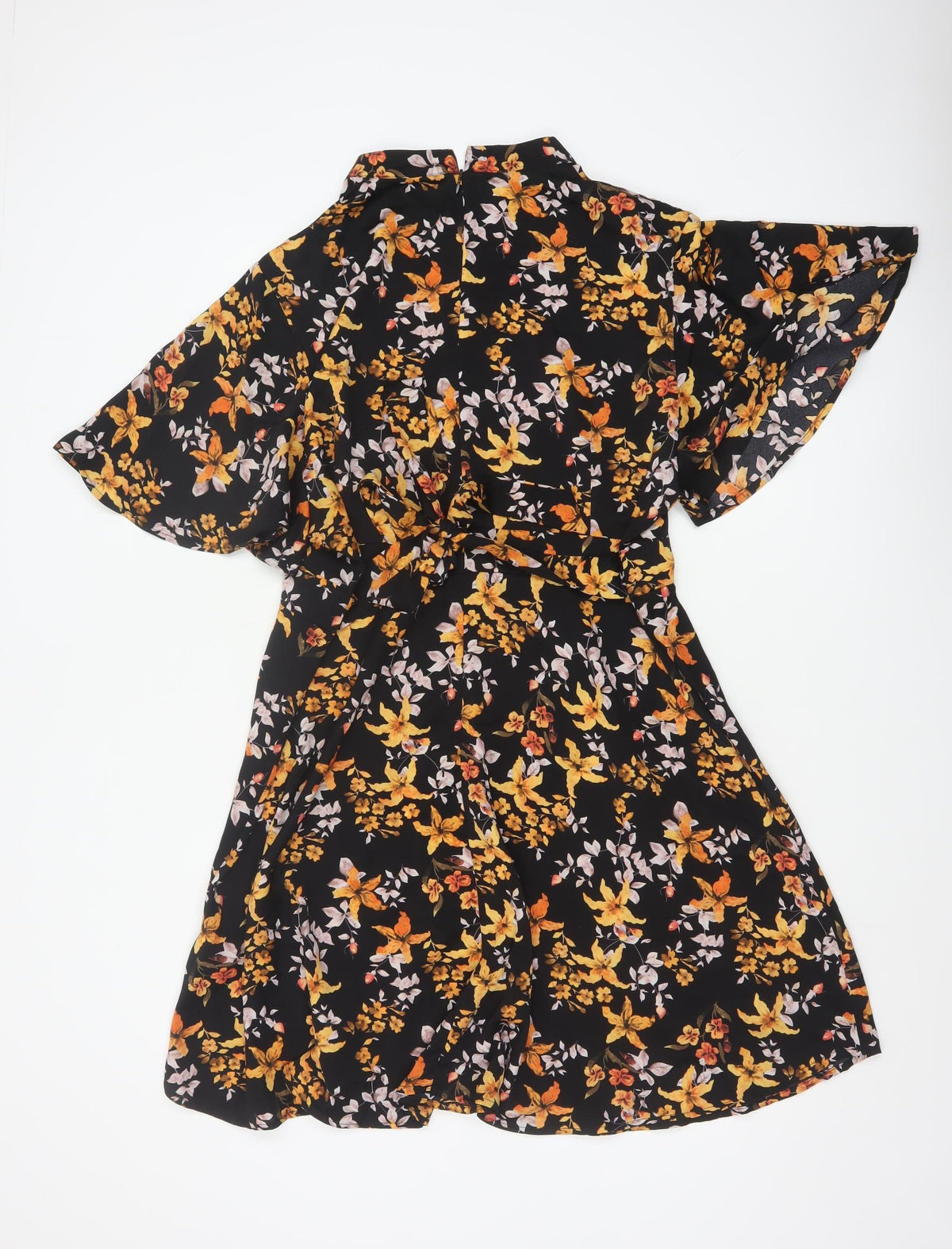 Blue Vanilla Women Black Floral Fit & Flare Knee Length Dress UK 18