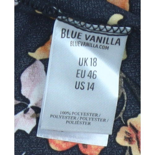 Blue Vanilla Women Black Floral Fit & Flare Knee Length Dress UK 18