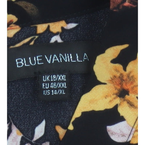 Blue Vanilla Women Black Floral Fit & Flare Knee Length Dress UK 18