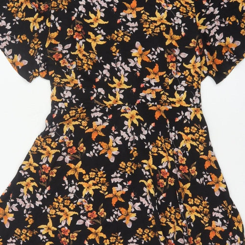 Blue Vanilla Women Black Floral Fit & Flare Knee Length Dress UK 18
