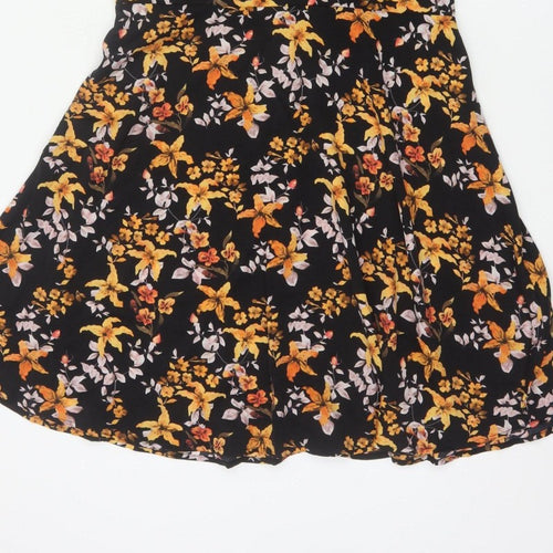 Blue Vanilla Women Black Floral Fit & Flare Knee Length Dress UK 18