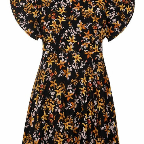 Blue Vanilla Women Black Floral Fit & Flare Knee Length Dress UK 18