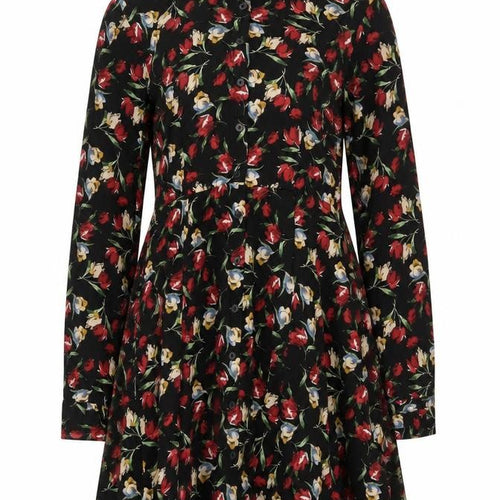 Zara Basic Women Black Floral Shirt Dress Size S Fit & Flare