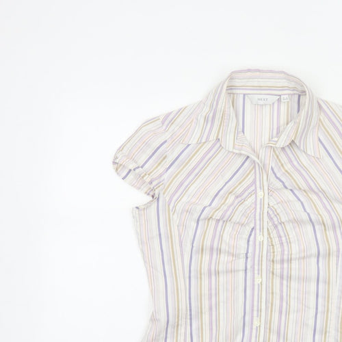 Next Women Multicoloured UK 12 Striped Short Sleeve Button-Up Shirt