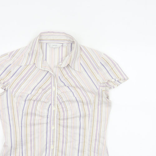 Next Women Multicoloured UK 12 Striped Short Sleeve Button-Up Shirt