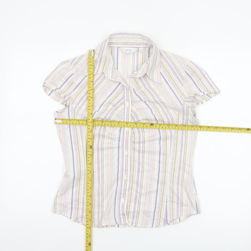 Next Women Multicoloured UK 12 Striped Short Sleeve Button-Up Shirt